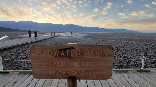 Badwater Basin sign at Death Valley National Park.