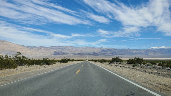 The straight road through Panamint Valley.