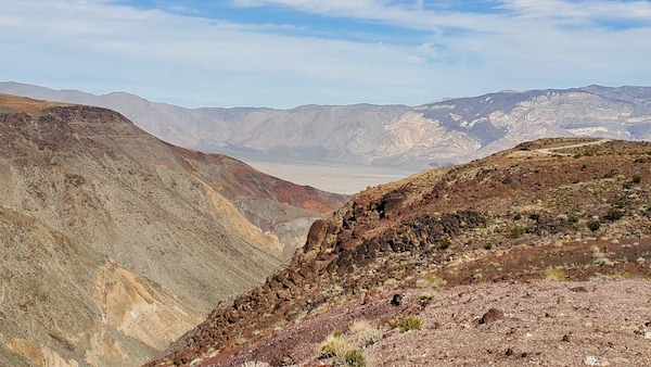 Rainbow Canyon in the foreground, Panamint Valley in the distance.